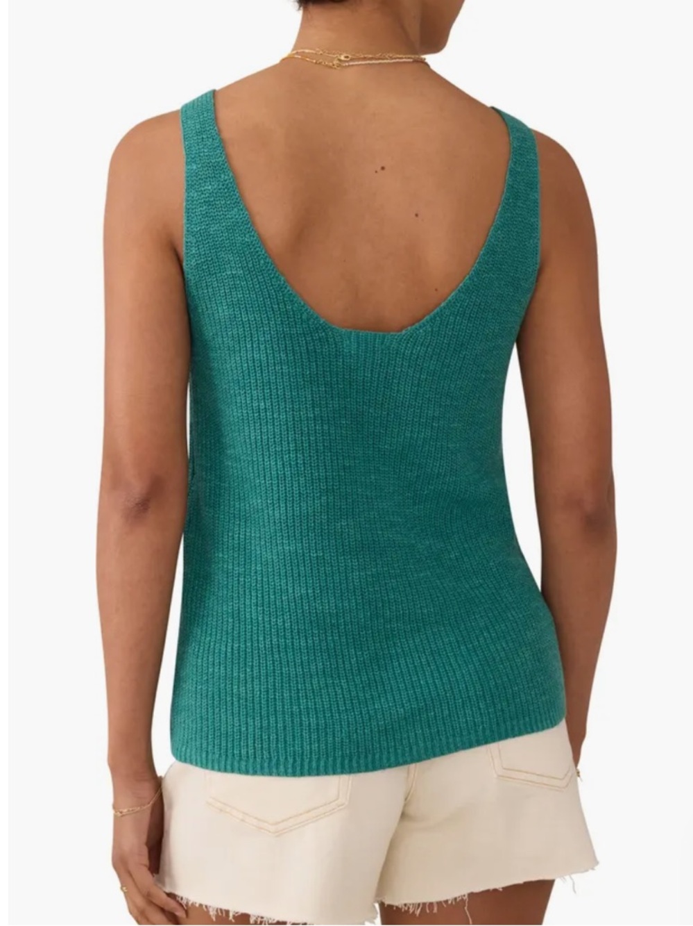 NEW💚💚Faherty Miramar Linen & Organic Cotton V-Neck Sweater Tank Deep Jungle - Picture 2 of 4